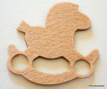 Dark Brown Rocking Horse Felt Applique Patch